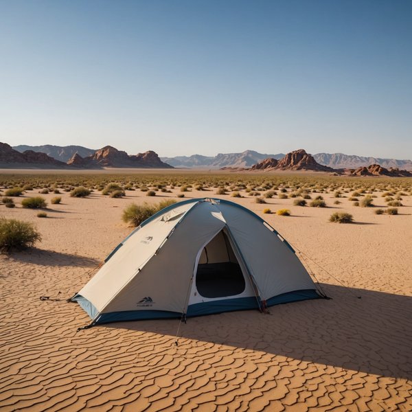 Quels sont les équipements nécessaires pour un camping en région désertique en été ?