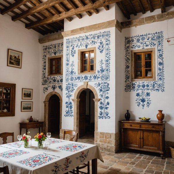 Où trouver une location de vacances en Portugal avec des ateliers de broderie traditionnelle et des visites de villages?